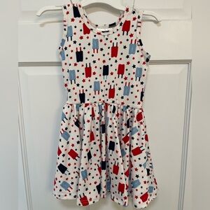 Dot Dot smile Twirl Sleeveless Star and Popsicle Dress Red White blue July